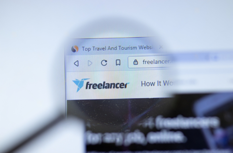 freelancer logo open in browser laptop screen