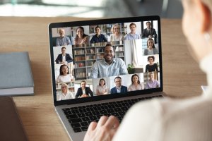 virtual meeting laptop screen